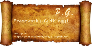 Presovszky Gyöngyi névjegykártya